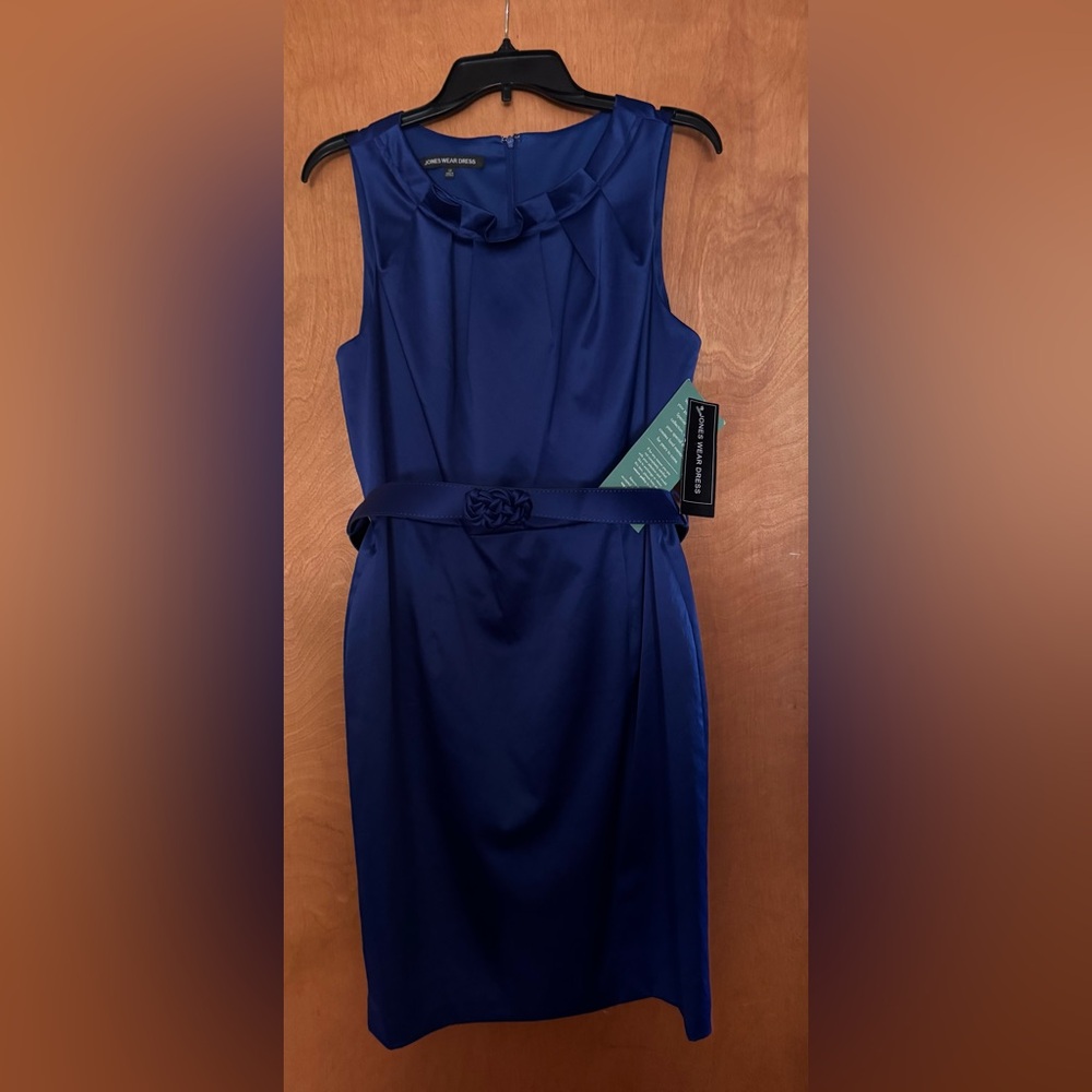 JCPenney Jones Wear dress Royal Blue Polyester Spandex Fabric